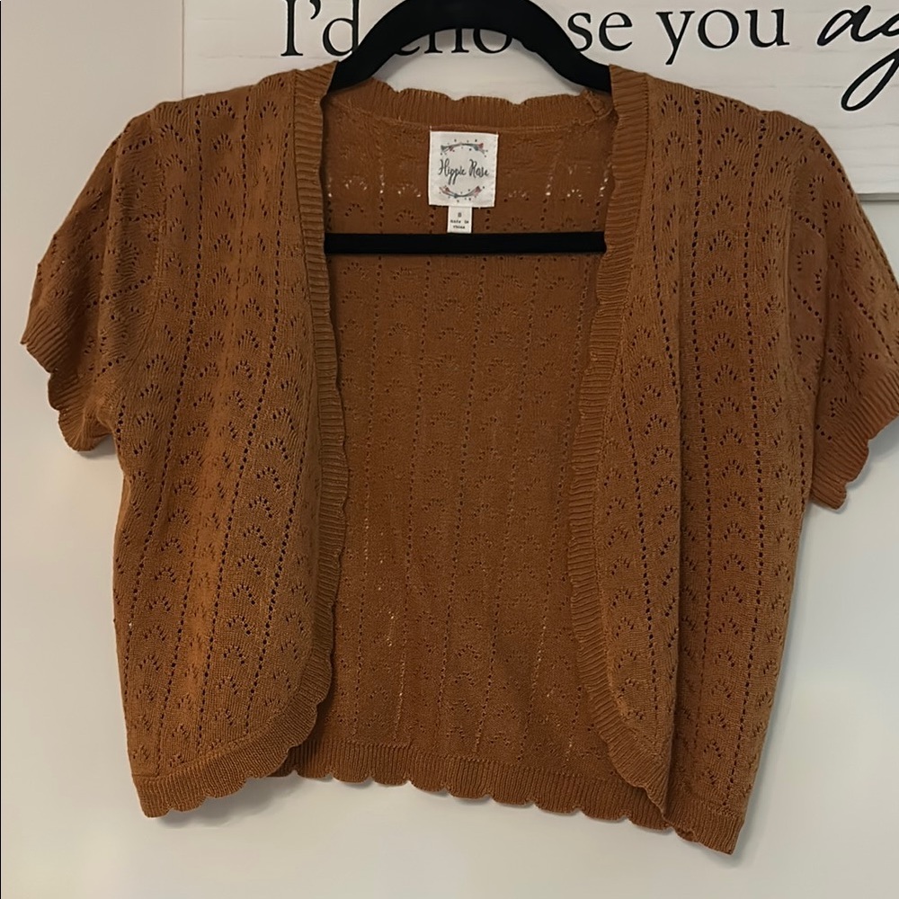 Copper Knit Short Sleeve Cardigan